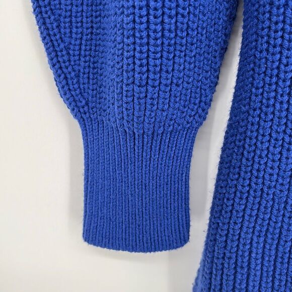 Loft Shaker Chunky Knit Open Back Keyhole  Side Slit Sweater Cobalt Blue S - Picture 4 of 14